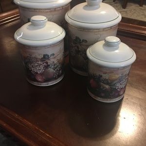 4PC SET CERTIFIED INTERNATIONAL CORP CIC PAMELA GLADDING WINDSOR CANISTER FRUIT